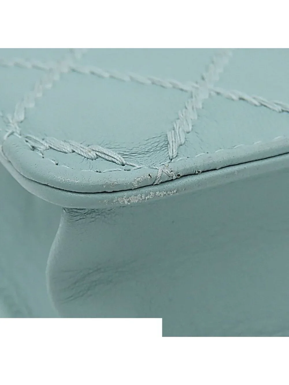 Chanel Chain Wallet Wild Stitch CC Logo Shoulder Bag Light Blue S Lambskin